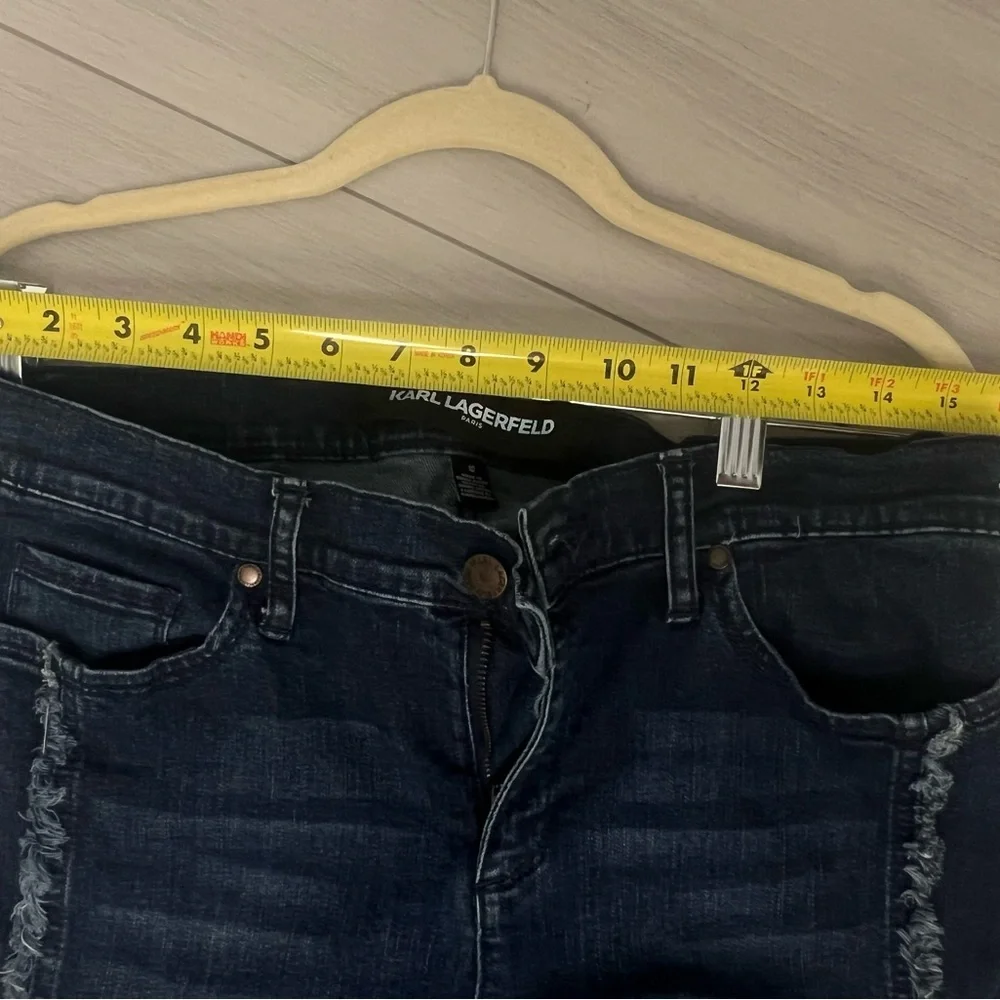 Karl Lagerfeld Paris Skinny Leg Fringe Women's Cropped Jeans Sz 10 - Picture 10 of 10